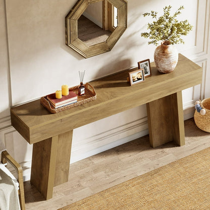 Farmhouse Narrow Entryway Table, Large Wood Console Table