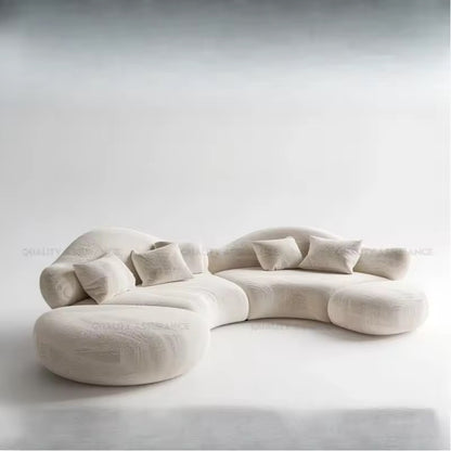 Minimalist Modern Beige Luxury Curved Boucle Sofa