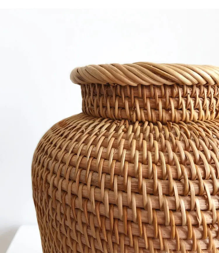 Vietnamese Handwoven Rattan Vase – Nordic Style