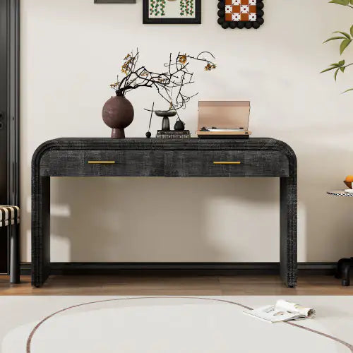 Vintage Sideboard, Antique Black Console Table for Entryway