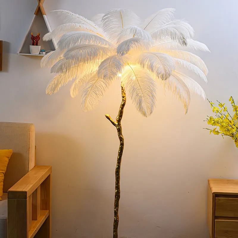 Modern Feather Copper Floor Lamp Light