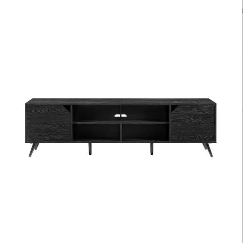 Modern Black 2-Door TV Stand with Storage