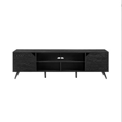 Modern Black 2-Door TV Stand with Storage