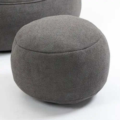 Grey Bean Bag Chair, Modern Single Sofa Chair with Footrest