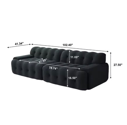102” Oversized Cloud Modular Sectional Sofa with Curved Loveseat