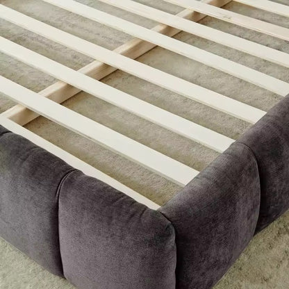 Gray Upholstered Bed Chenille Fabric Platform Bed