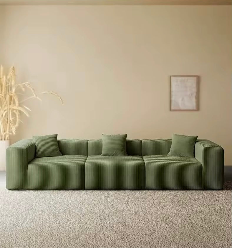 Vacuum-Compressed L-Shaped Corduroy Sectional Sofa