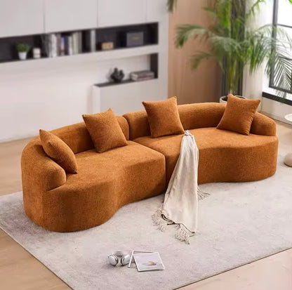 110.2” Luxury Curved Chenille Fabric Sectional Sofa