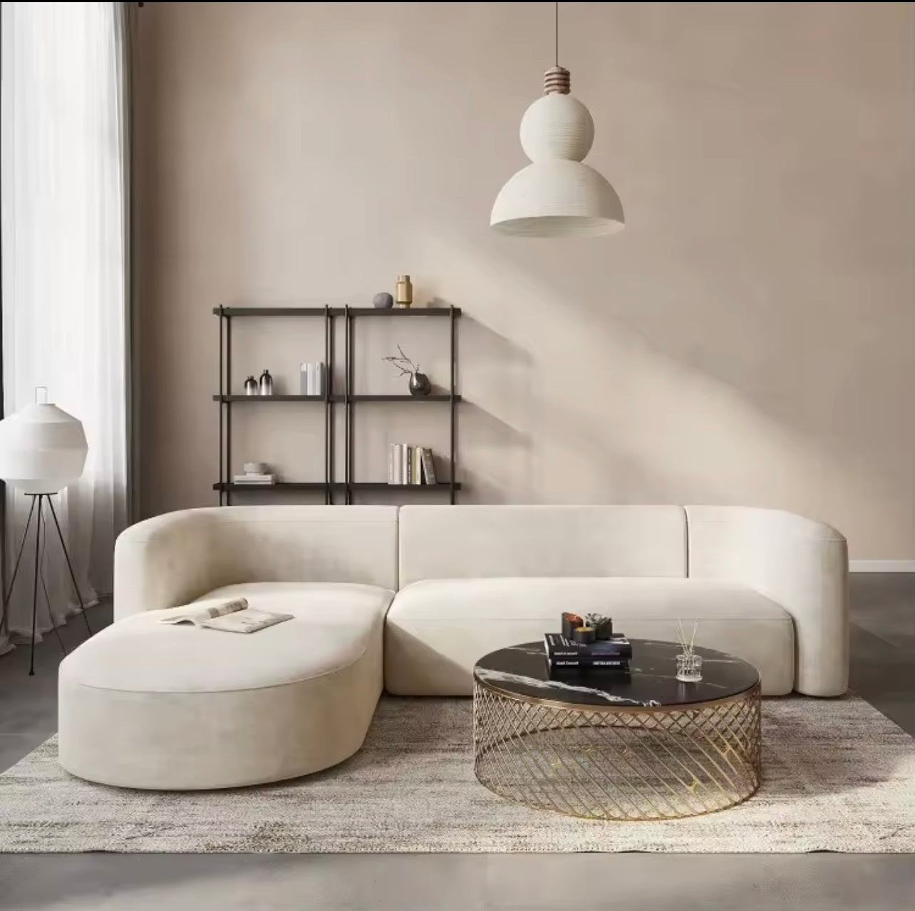 Modern Velvet L-Shape Sofa with Chaise, Deep Seat 3 Seater Sectional