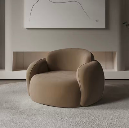 Single Off White Modern Velvet Sofa Chair