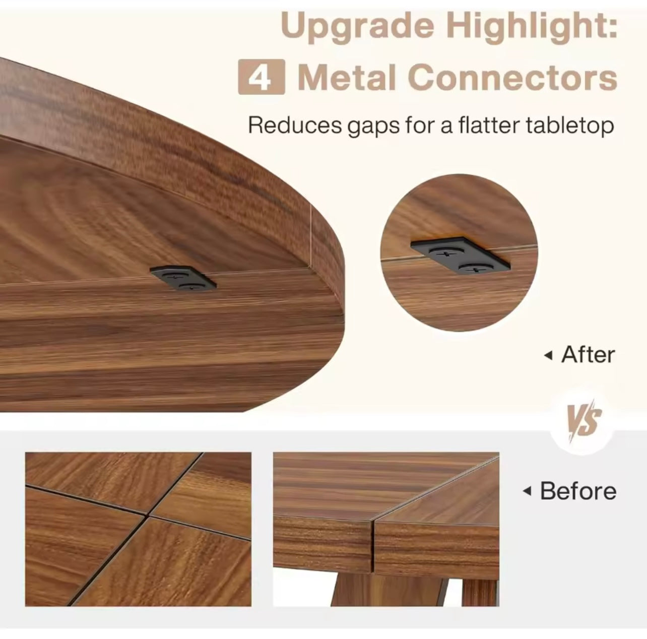 47” Round Rustic MDF Dining Table, Seats 4