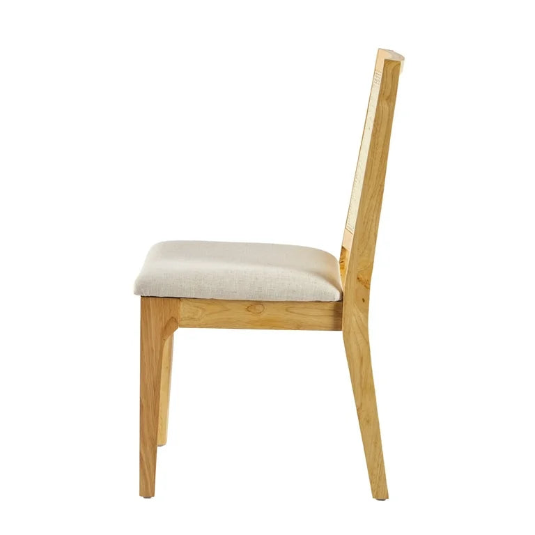 Solid Wood Dining Chairs with Rattan Back