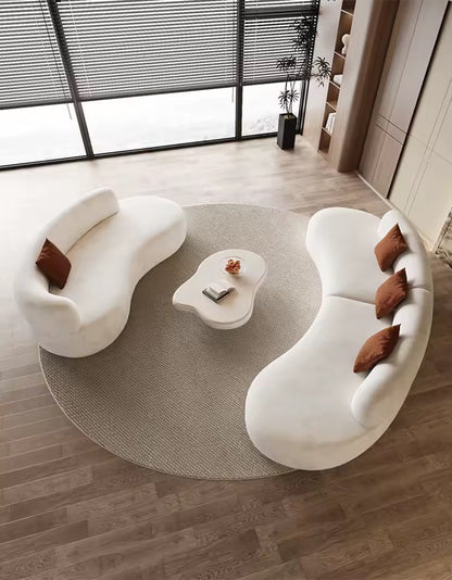 White Velvet Fabric Curved Modern Lounge Sofa