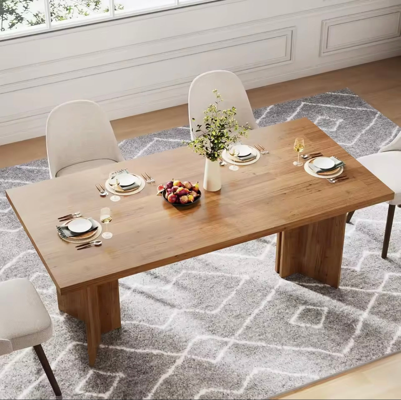 63” Modern Multipurpose Wood Dining & Office Table, Seats 4–6