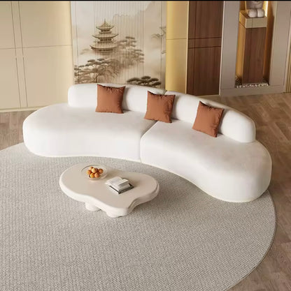 White Velvet Fabric Curved Modern Lounge Sofa