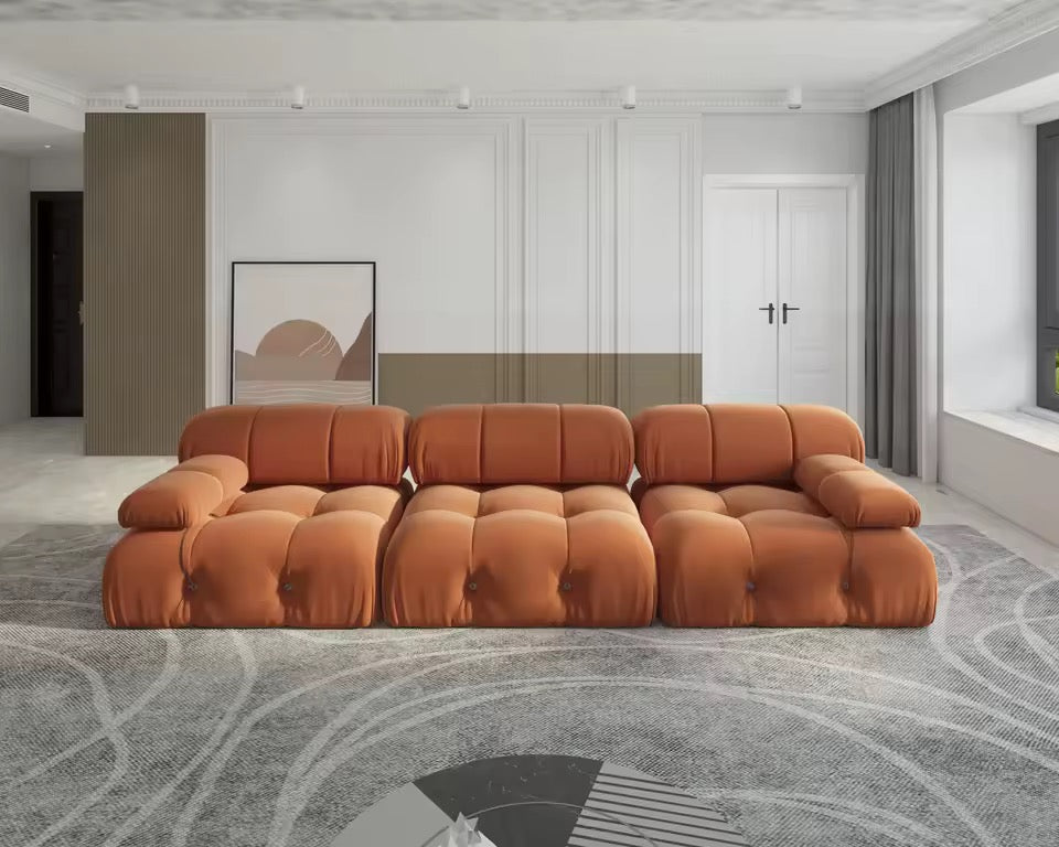 Minimalist Velvet 3 Seater Convertible Modular Sofa