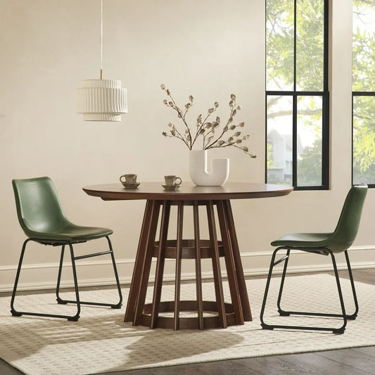Modern Round Pedestal Solid Wood Dining Table