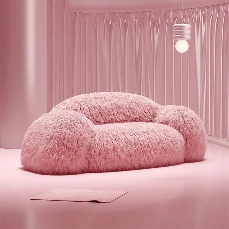 Cotton Candy Pink Fur Sofa Chair
