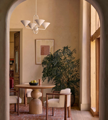 Sculptural Dining Table, Pedestal Table with Oak Finish