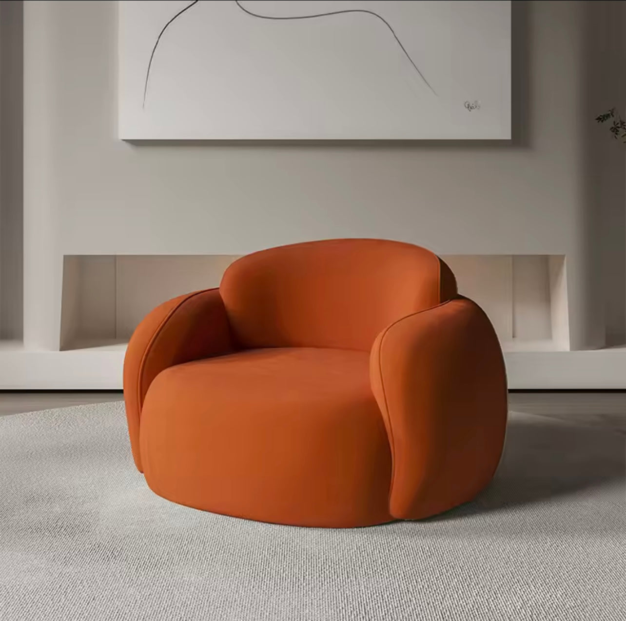 Single Off White Modern Velvet Sofa Chair