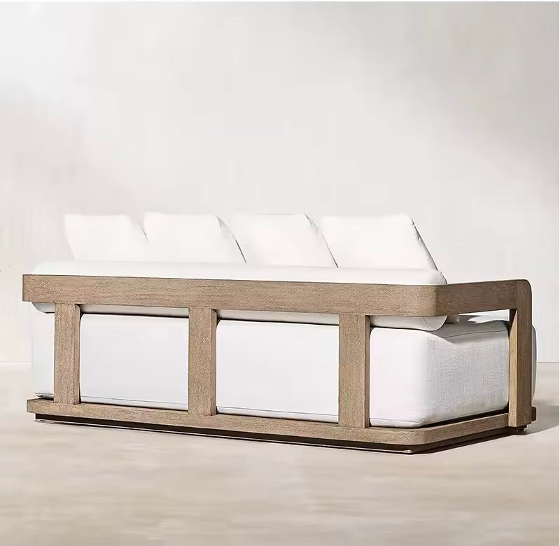 Teak Outdoor Garden Furniture Set with Beige Cushions