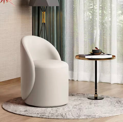Modern Upholstered Barrel Dining Chair, 360 Degree White Swivel Chair