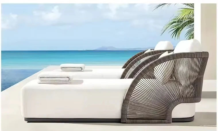 Rattan Outdoor Sofa Set, Aluminum Frame & Quick-Dry Cushions