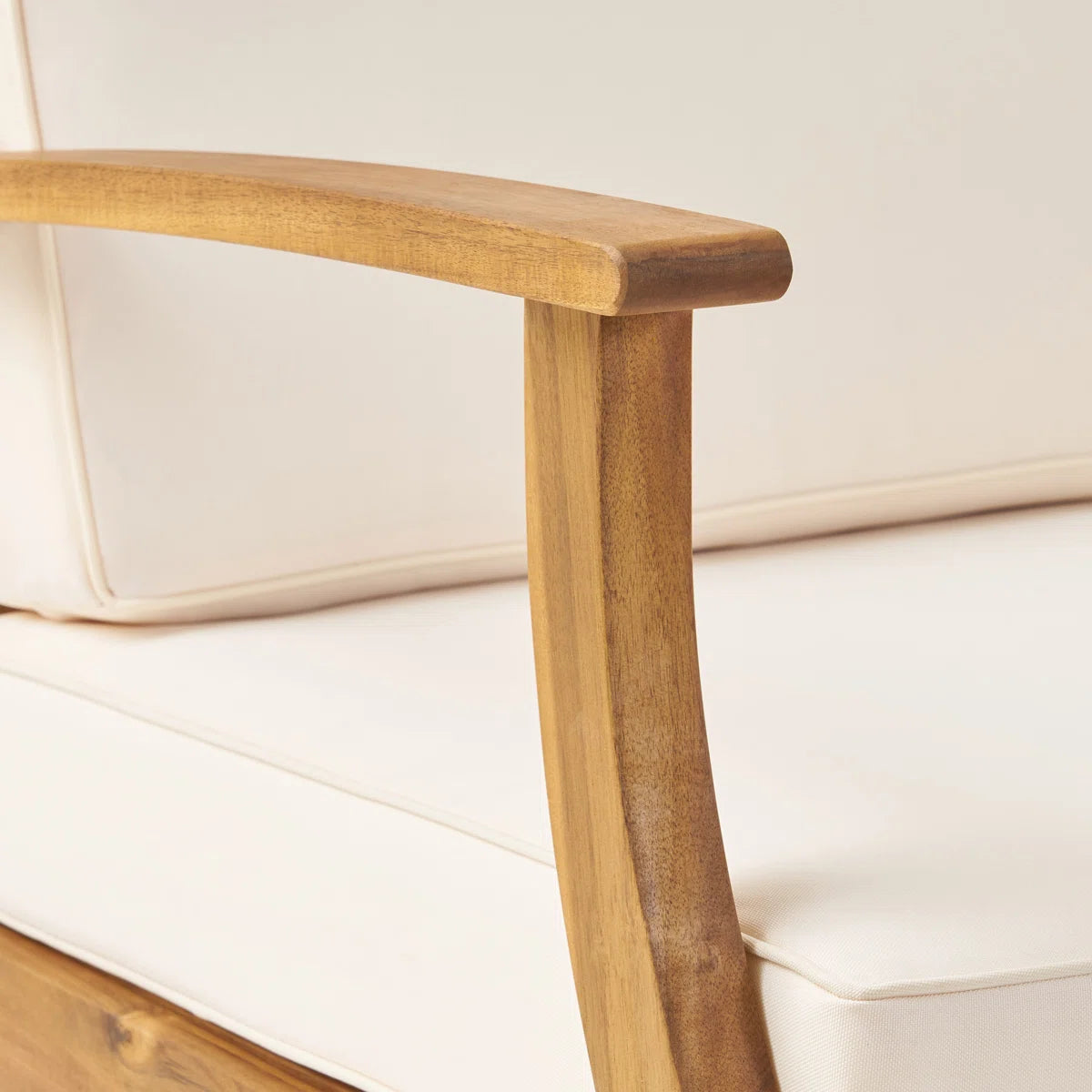 Cream Wooden Club Chair with Acacia Frame