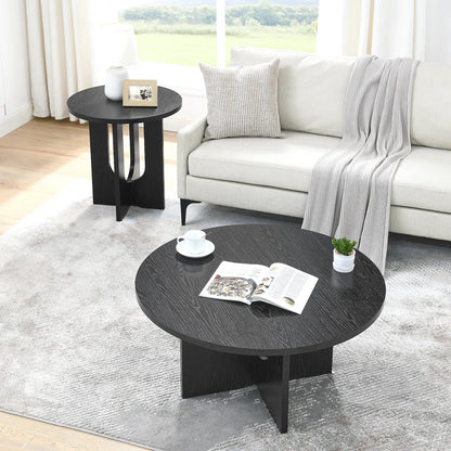 Modern Coffee Table, Minimalist Black Round Coffee Table, MDF Table