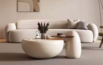 Cream Round Coffee Table with Cat Paw Detail