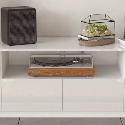 70.8” LED TV Stand with 4 Drawers, High-Gloss Media Console