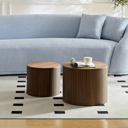 Set of 2 Modern Coffee Tables, Brown Nesting Coffee Table