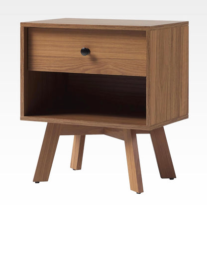 Mid Century Nightstand - Mocha Wood Nightstand with Drawers