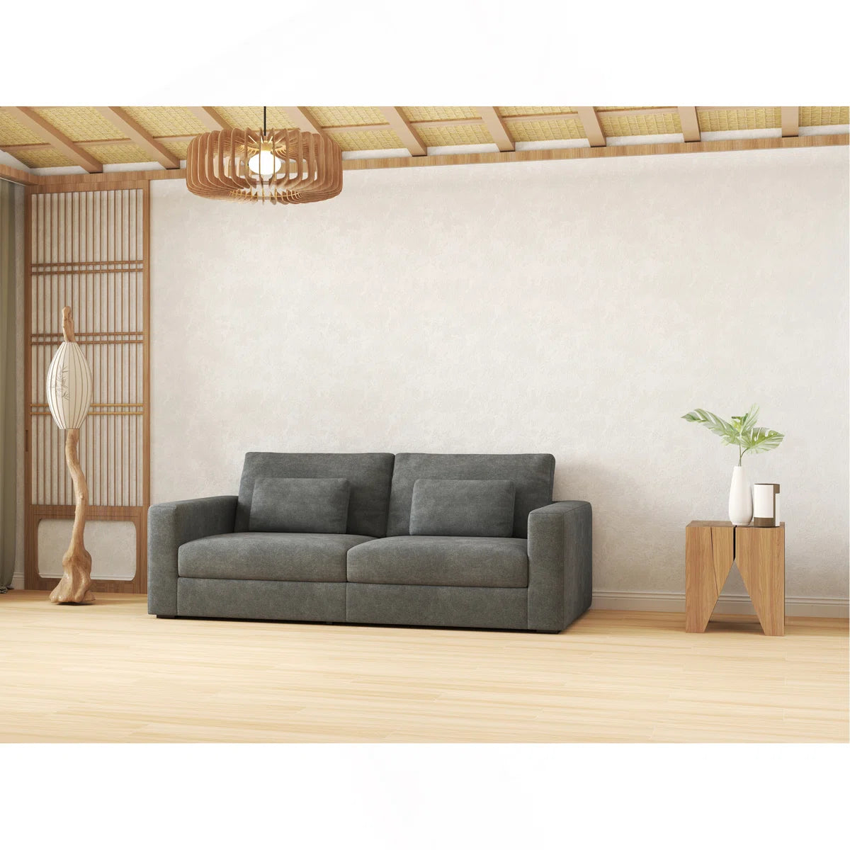 Gray-Teal 83" Modern 3 Seater Sofa with Detachable Cover