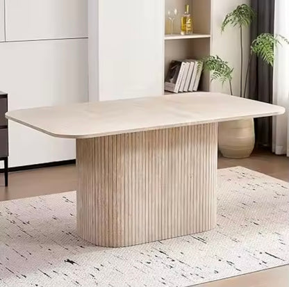 Dining Table with Rounded Corners & Wood Pedestal Base, Seats 4-6