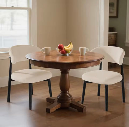 Set of 4 Mid Century Upholstered Dining Chairs Upholstered, Beige