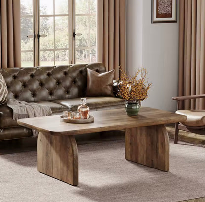 Farmhouse Rectangular Coffee Table, 47.24” Engineered Wood Center Table