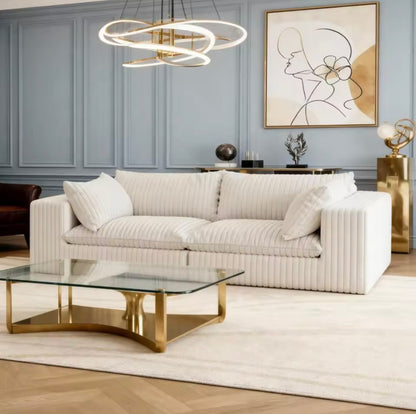 78.8” Compact Cloud Sofa, Black Corduroy Loveseat