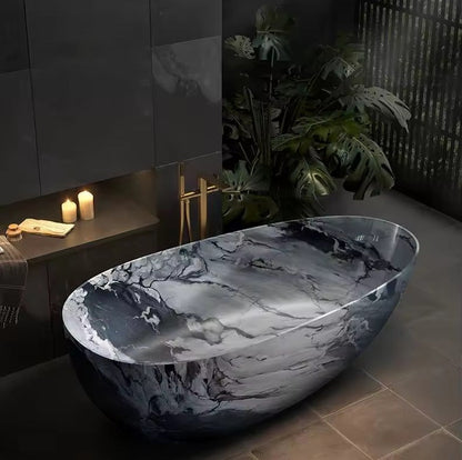 Oval Freestanding Soaking Tub, Luxury Artificial Stone Bath