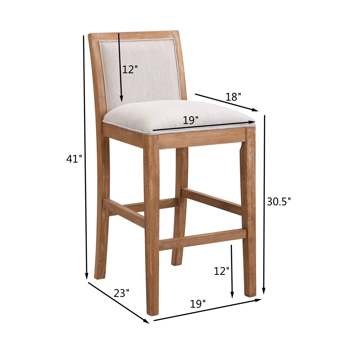 Set of 2 Beige Retro Fabric Bar Stools