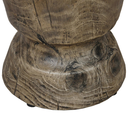 Modern Wood Grain Concrete Accent Table, Rustic Side Table