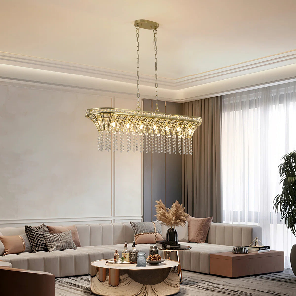 Champagne Gold Chandelier – Oval Island Light