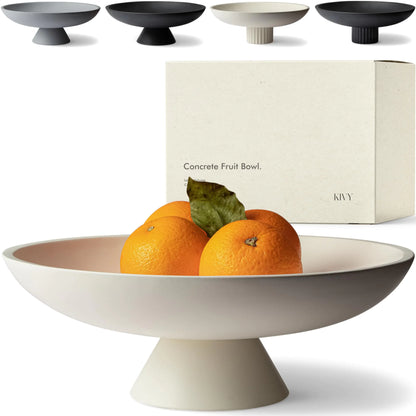 White Concrete Pedestal Fruit Bowl – Large