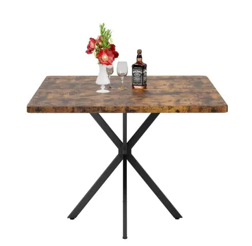 Mid-Century Square Dining Table with Metal Legs