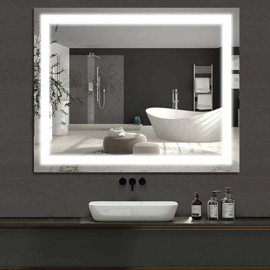 LED Bathroom Mirror with Dimmable Lights 40"x32"