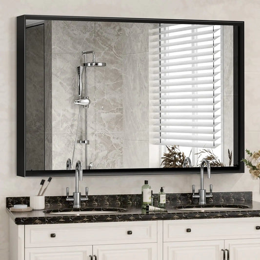 40”x30” Black Bathroom Vanity Mirror - Rectangular Bathroom Wall Mirror