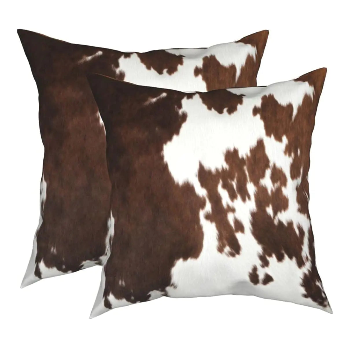 Set of 2 Cow Print Faux Fur Pillow Covers 20"x20"