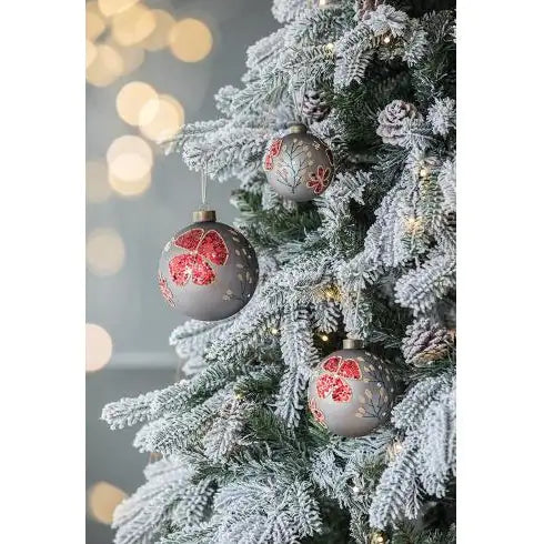 Set Of 4 Christmas Ball Ornaments, Glass Christmas Ornaments
