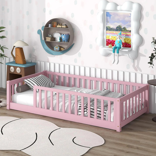 Twin Montessori Floor Bed with Wooden Slats