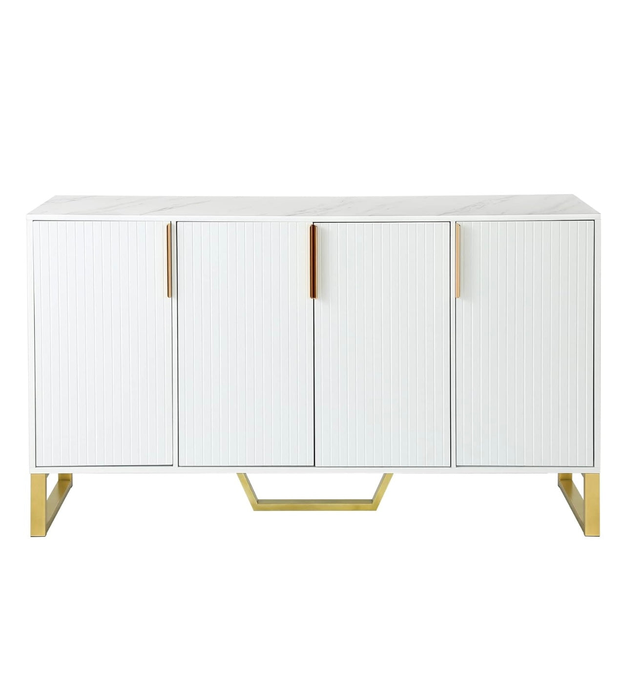 White Modern 4-Door Sideboard Buffet Cabinet
